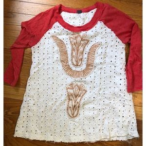 Free People baseball quarter sleeve